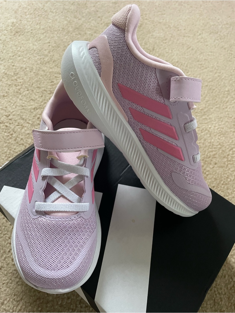 NWT adidas Kids Light Pink & Bright Pink Cloudfoam Sneakers